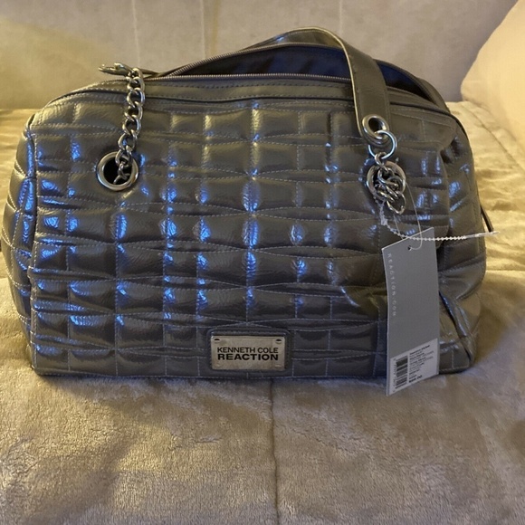 Kenneth Cole Reaction "Contessa" NWT Gray Satchel w/Chains - Picture 5 of 8